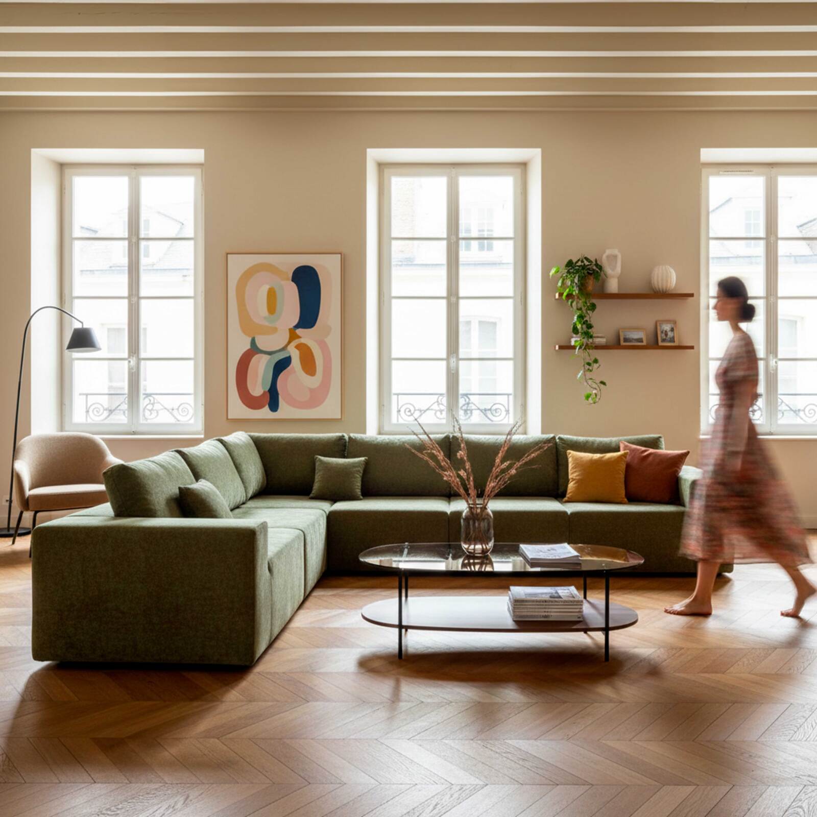 Table basse en verre et effet bois foncé ovale 120 x 55 x 40 cm