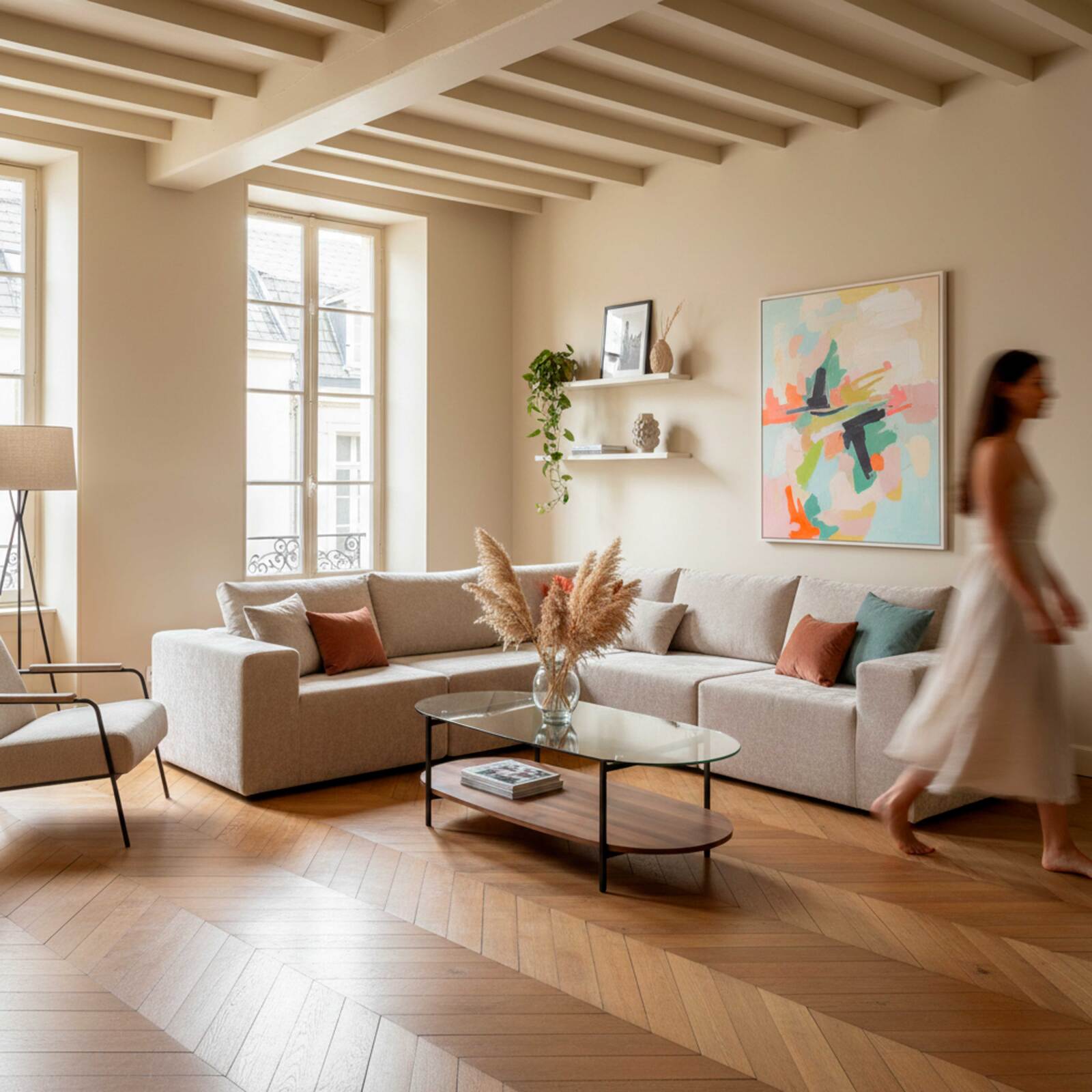 Table basse en verre et effet bois foncé ovale 120 x 55 x 40 cm