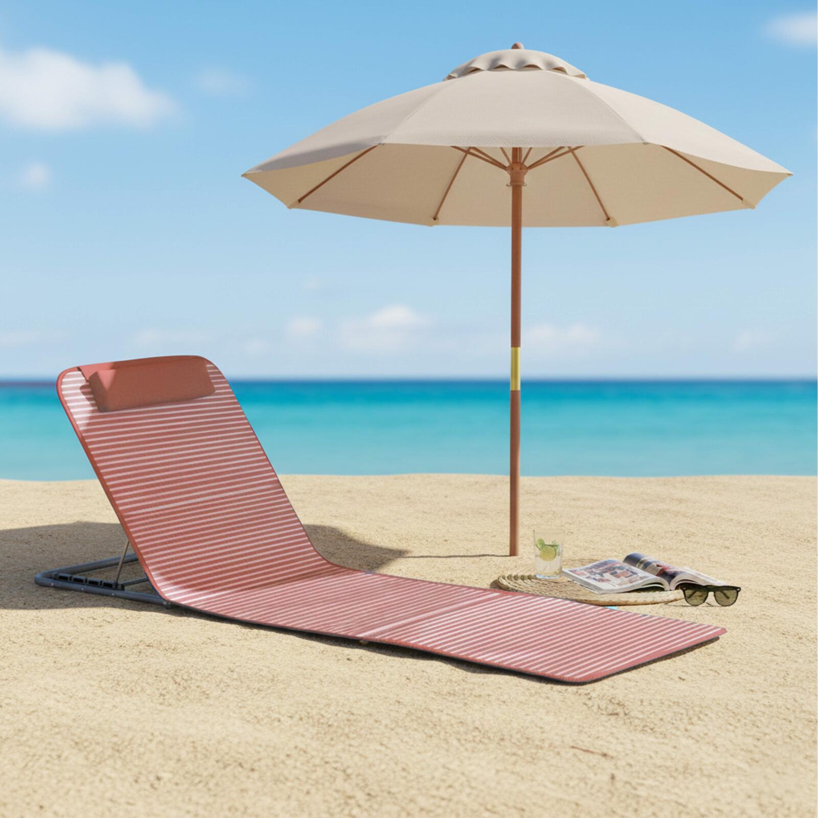 Matelas de plage pliant rayé inclinable 5 positions