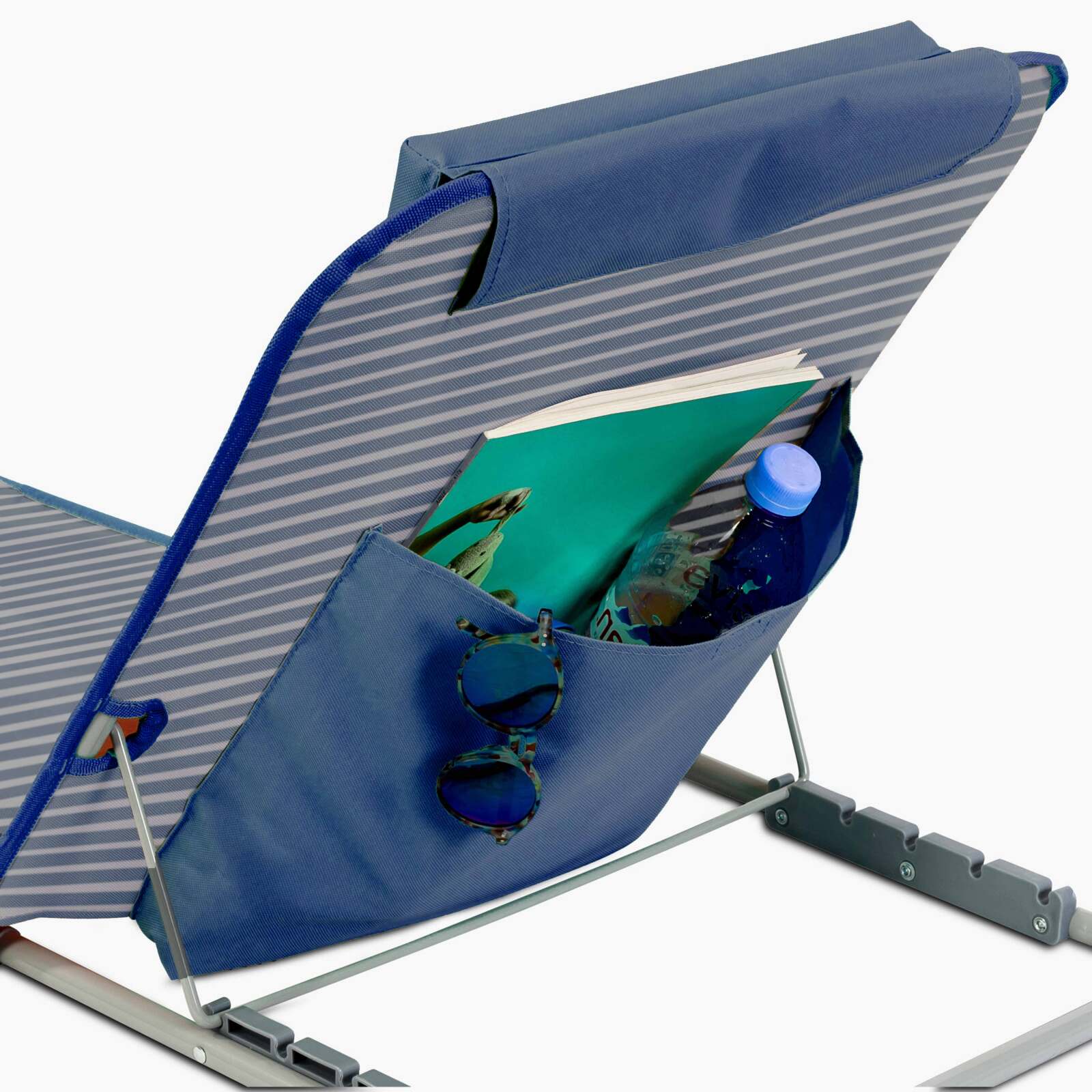 Matelas de plage pliant rayé inclinable 5 positions