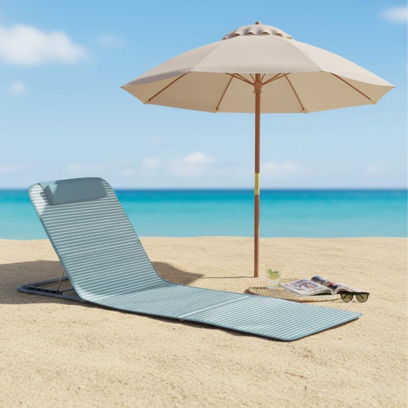 Matelas de plage pliant rayé inclinable 5 positions