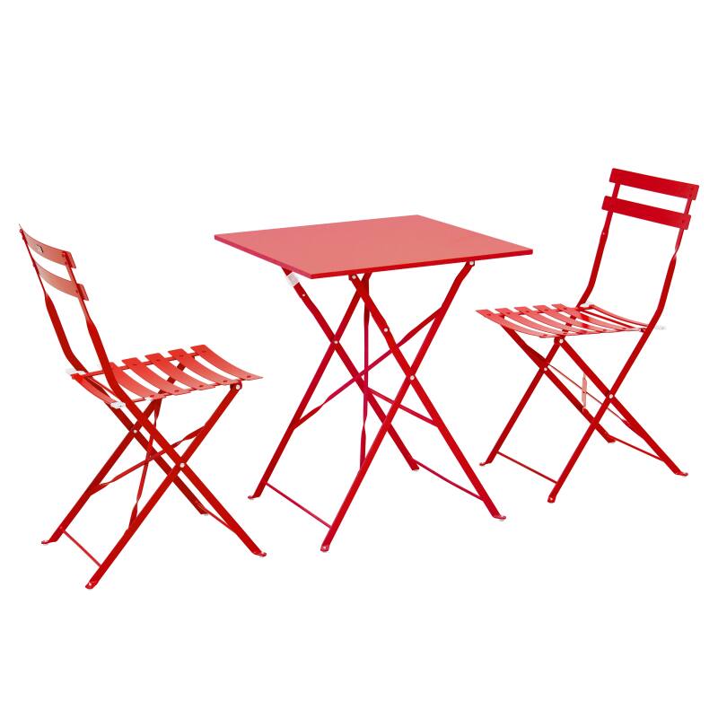 Table de jardin bistrot carrée pliante en métal 60x60 cm et 2 chaises pliantes