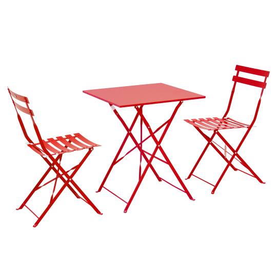 Table de jardin bistrot carrée pliante en métal 60x60 cm et 2 chaises pliantes