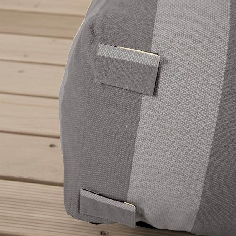 Salon de jardin modulable rayé 4 places avec 1 chauffeuse, 2 fauteuils d'angle et 1 pouf (6/7)