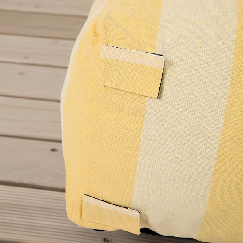 Salon de jardin modulable rayé 4 places avec 1 chauffeuse, 2 fauteuils d'angle et 1 pouf (6/7)