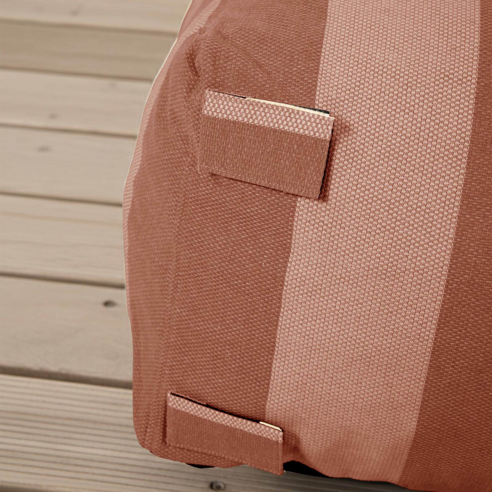 Salon de jardin modulable rayé 4 places avec 1 chauffeuse, 2 fauteuils d'angle et 1 pouf