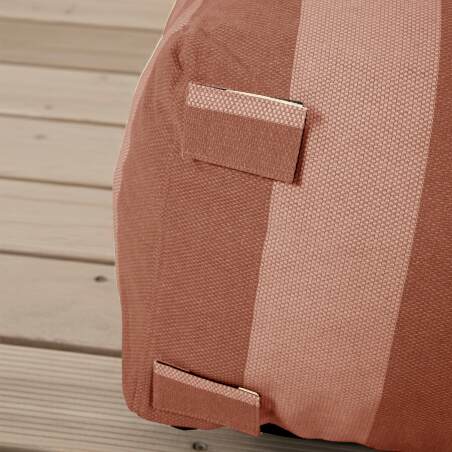 Salon de jardin modulable rayé 4 places avec 1 chauffeuse, 2 fauteuils d'angle et 1 pouf (6/7)