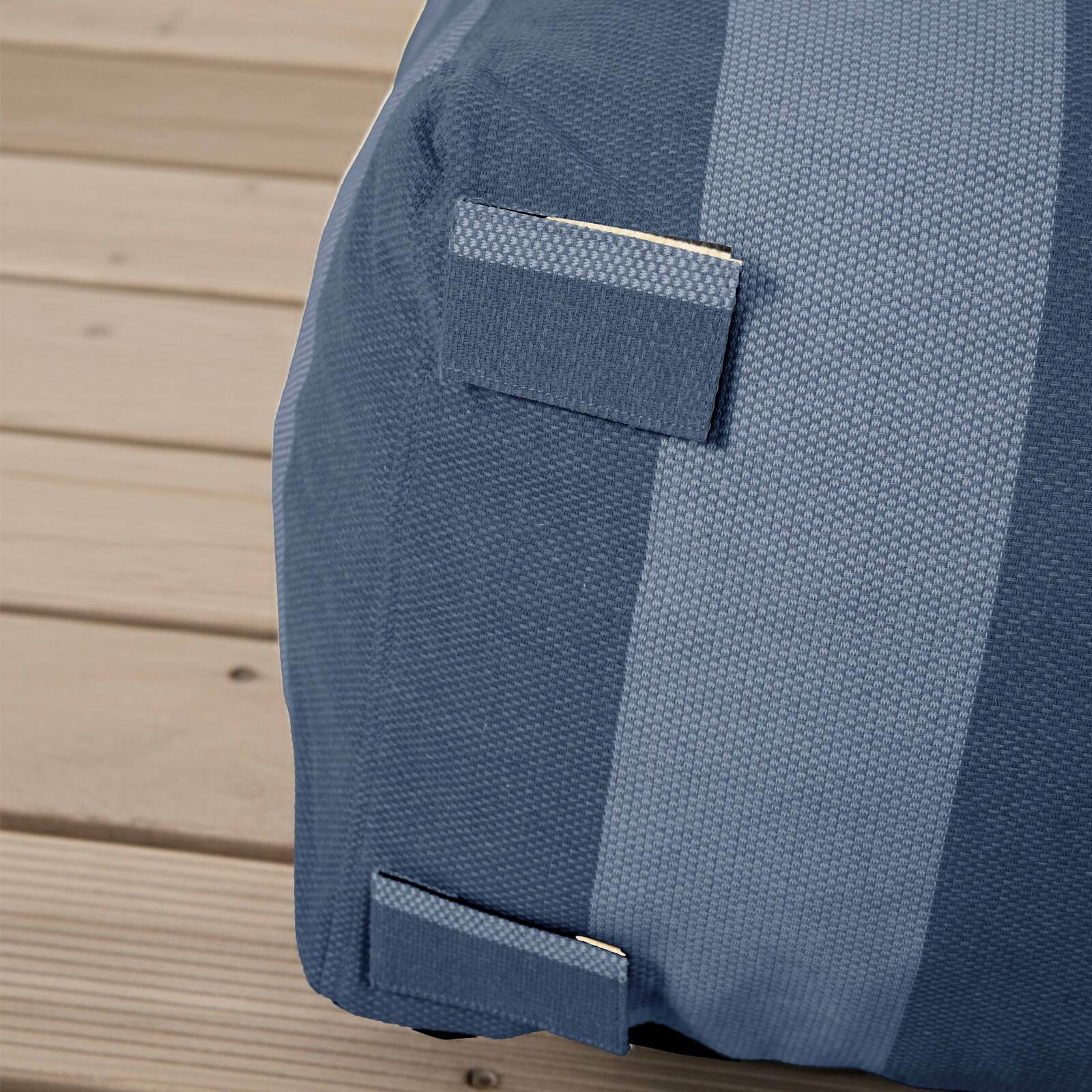 Salon de jardin modulable rayé 4 places avec 1 chauffeuse, 2 fauteuils d'angle et 1 pouf