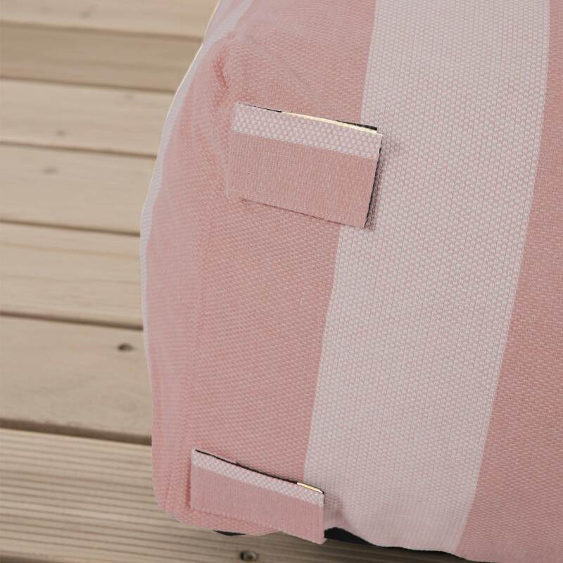 Salon de jardin modulable rayé 4 places avec 1 chauffeuse, 2 fauteuils d'angle et 1 pouf (6/7)