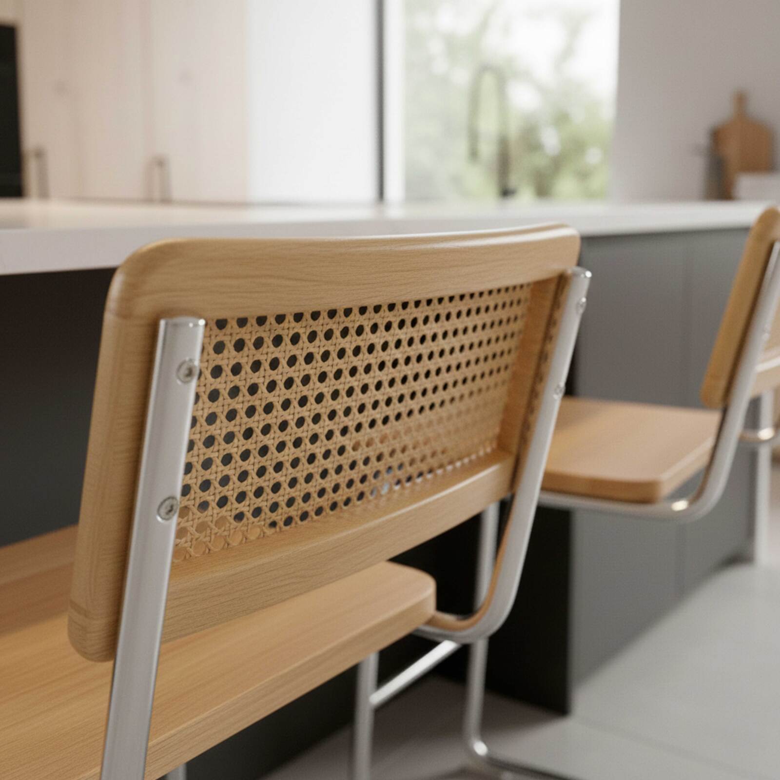 Chaises hautes en bois et métal - Lot de 2 