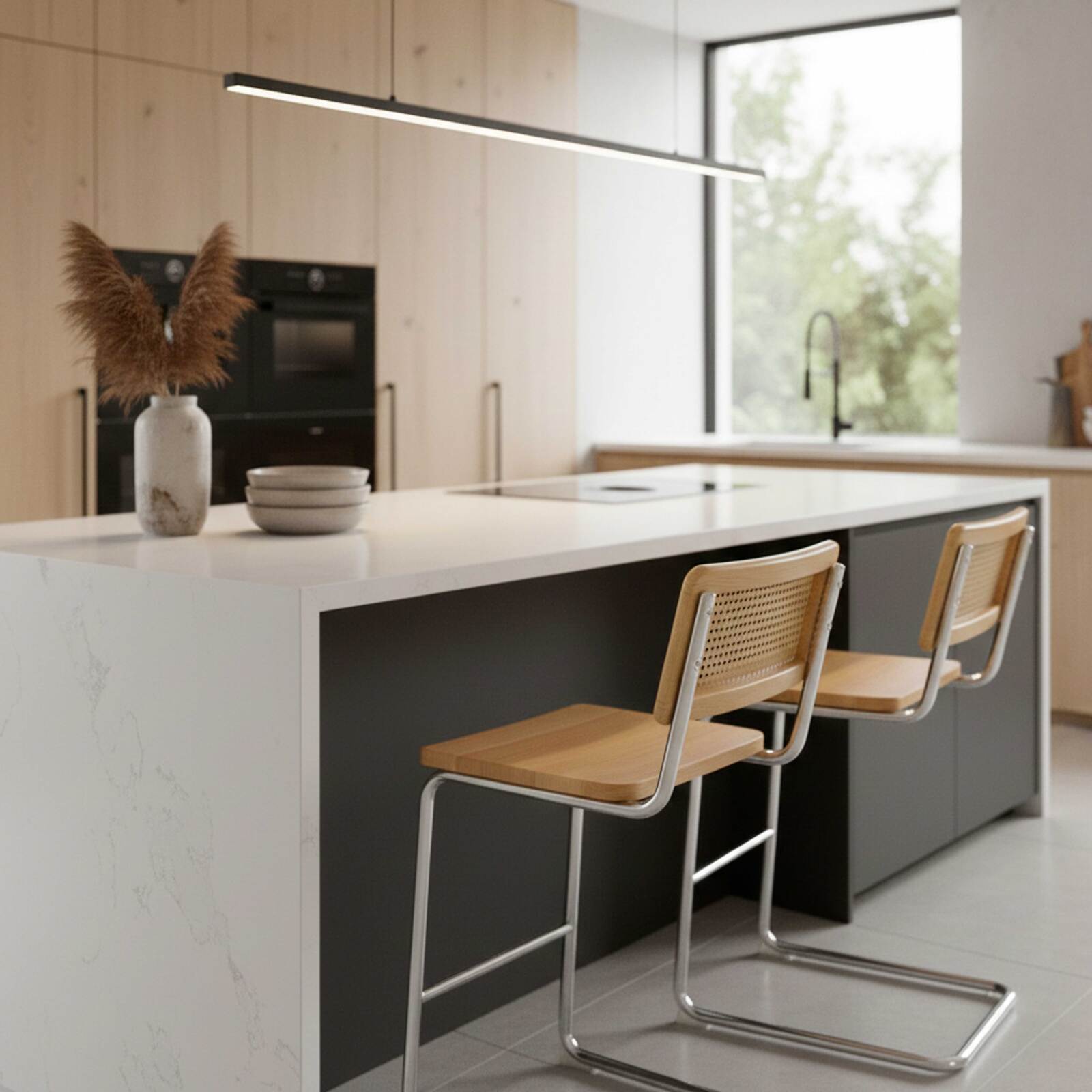 Chaises hautes en bois et métal - Lot de 2 