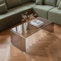 Table basse en verre trempé rectangulaire 110x50 cm 