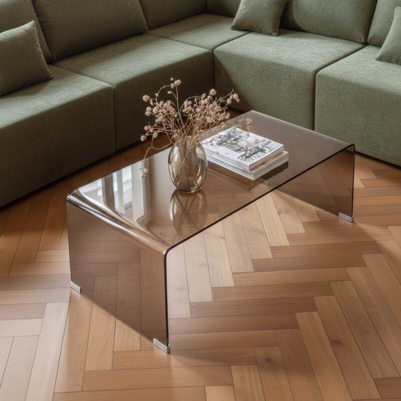 Table basse en verre trempé rectangulaire 110x50 cm  (2/7)