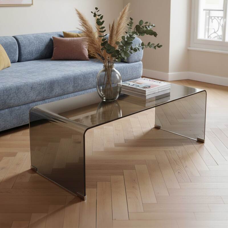 Table basse en verre trempé rectangulaire 110x50 cm 