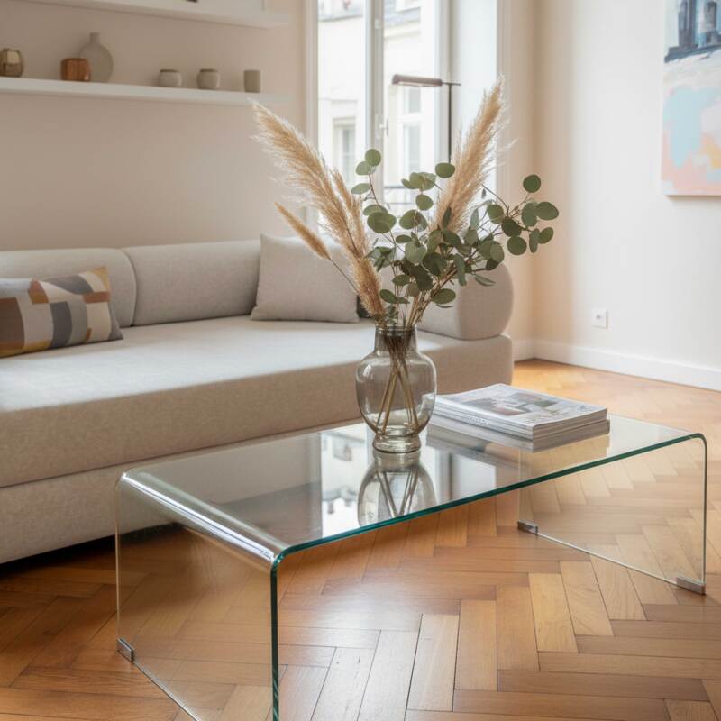 Table basse en verre trempé rectangulaire 110x50 cm  (3/8)