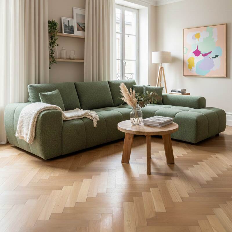 Table basse en teck recyclé massif ronde Ø50 cm style bohème (3/6)