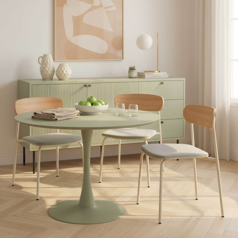 Table à manger ronde unie 4 personnes