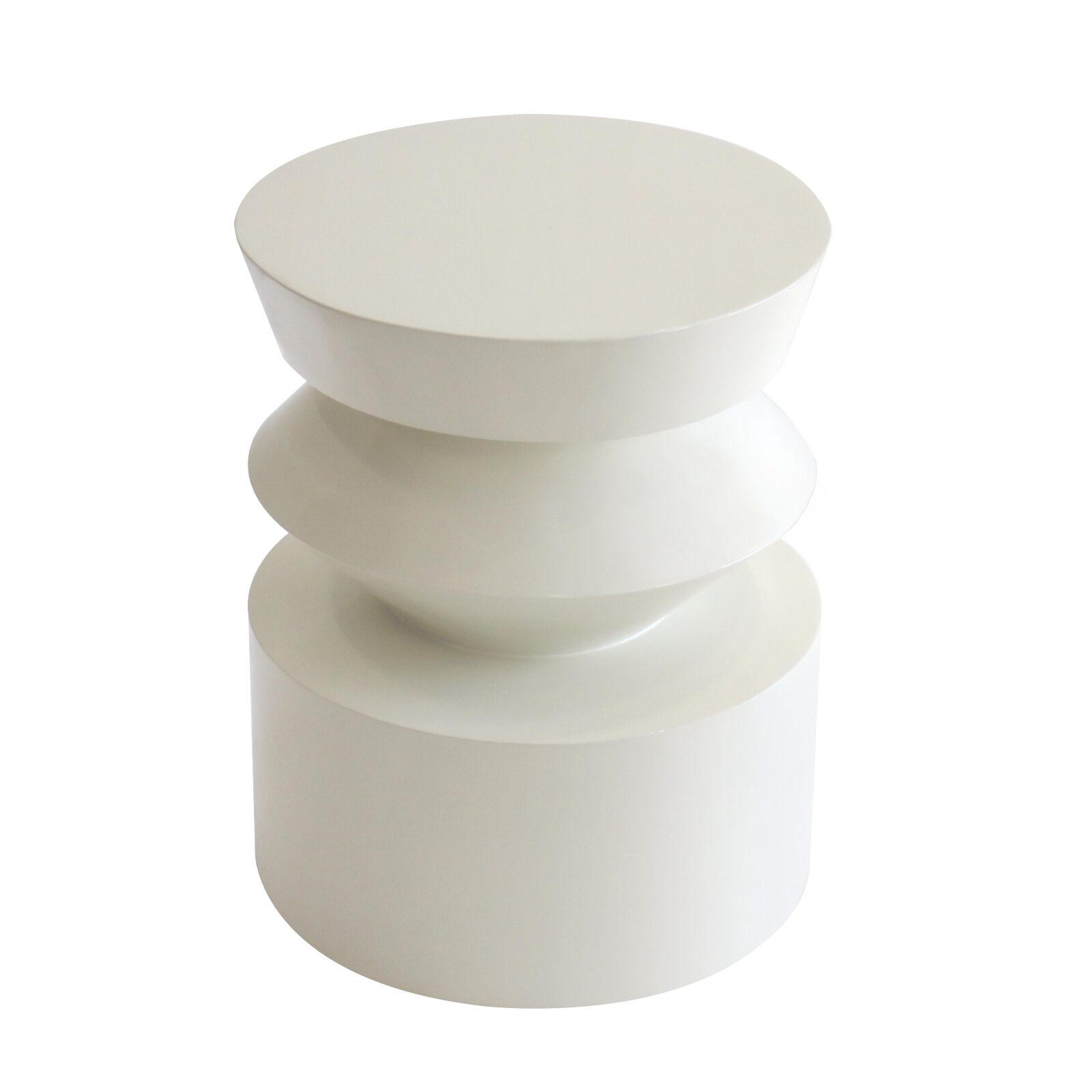 Table basse bout de canapé effet laqué ronde Ø40 cm style rétro