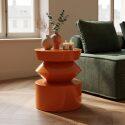 Table basse bout de canapé effet laqué ronde Ø40 cm style rétro - Ambiance