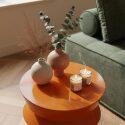 Table basse bout de canapé effet laqué ronde Ø40 cm style rétro