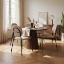 Table à manger ronde effet bois 4 personnes