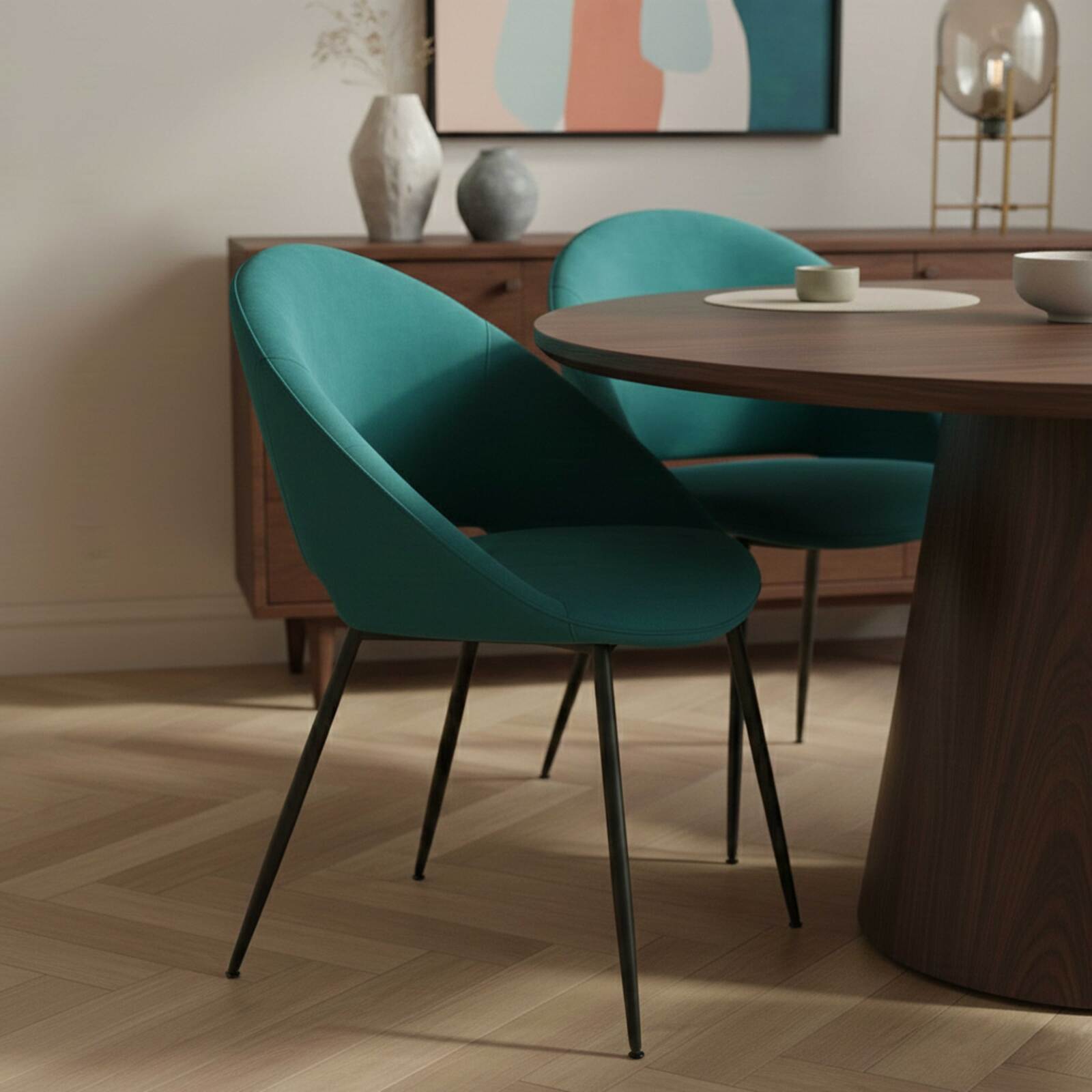 Chaises en velours et métal - Lot de 2