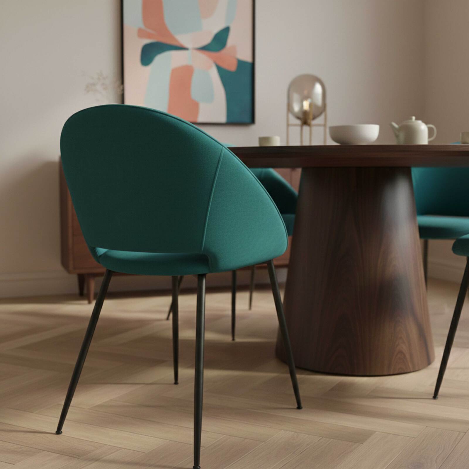 Chaises en velours et métal - Lot de 2