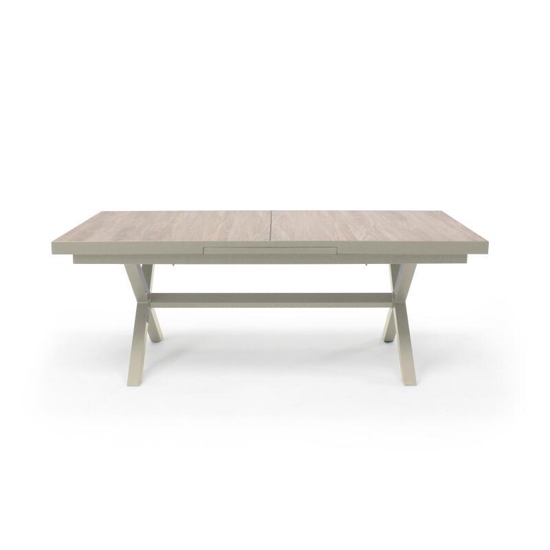 Table de jardin extensible en aluminium et céramique effet bois 8 à 12 personnes (200/260x100 cm)  (5/6)