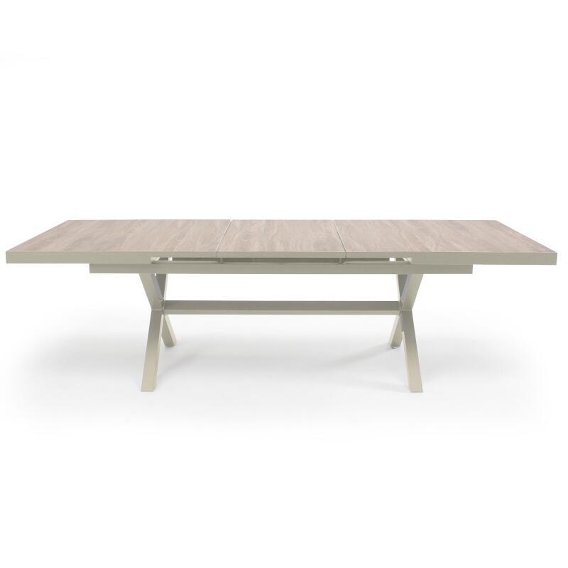 Table de jardin extensible en aluminium et céramique effet bois 8 à 12 personnes (200/260x100 cm)  (2/6)
