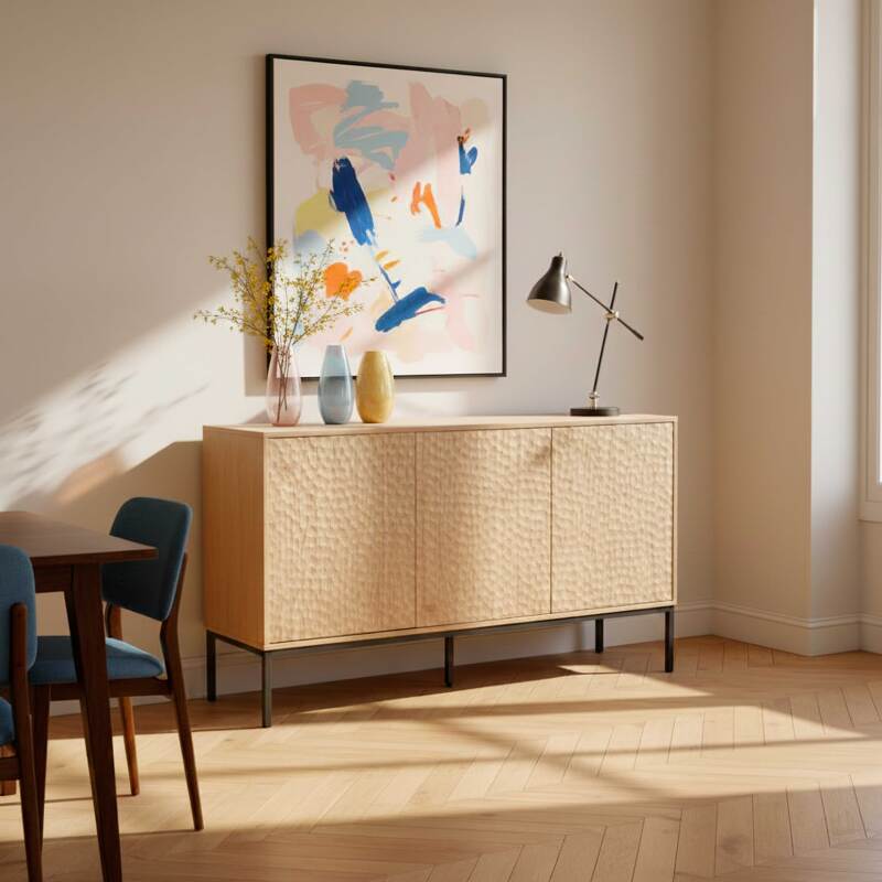 Buffet effet bois 3 portes 147 cm (2/8)