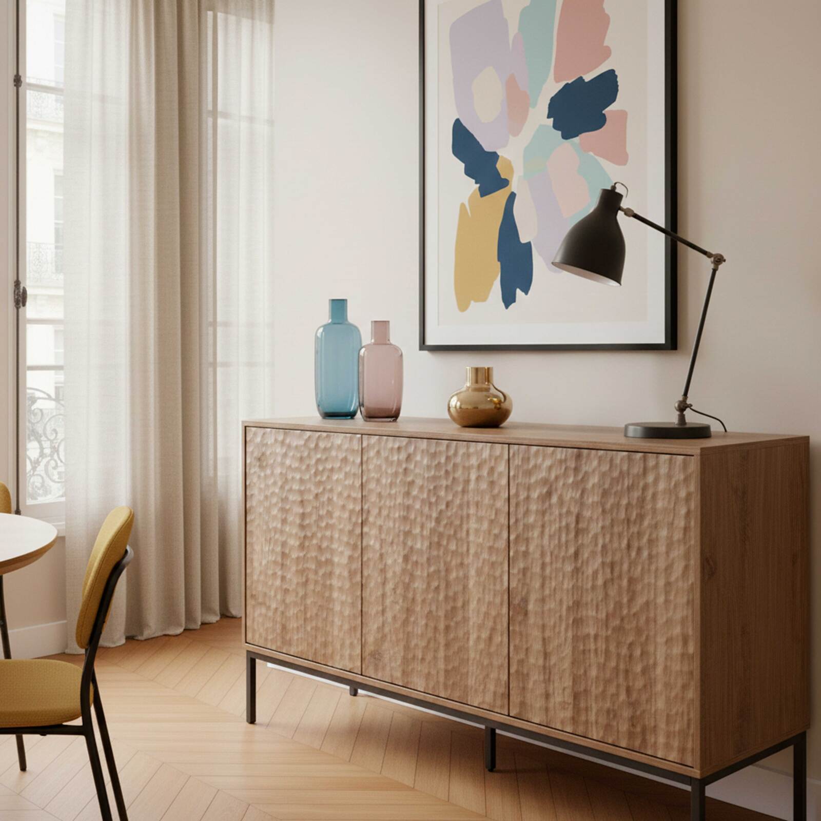 Buffet effet bois 3 portes 147 cm