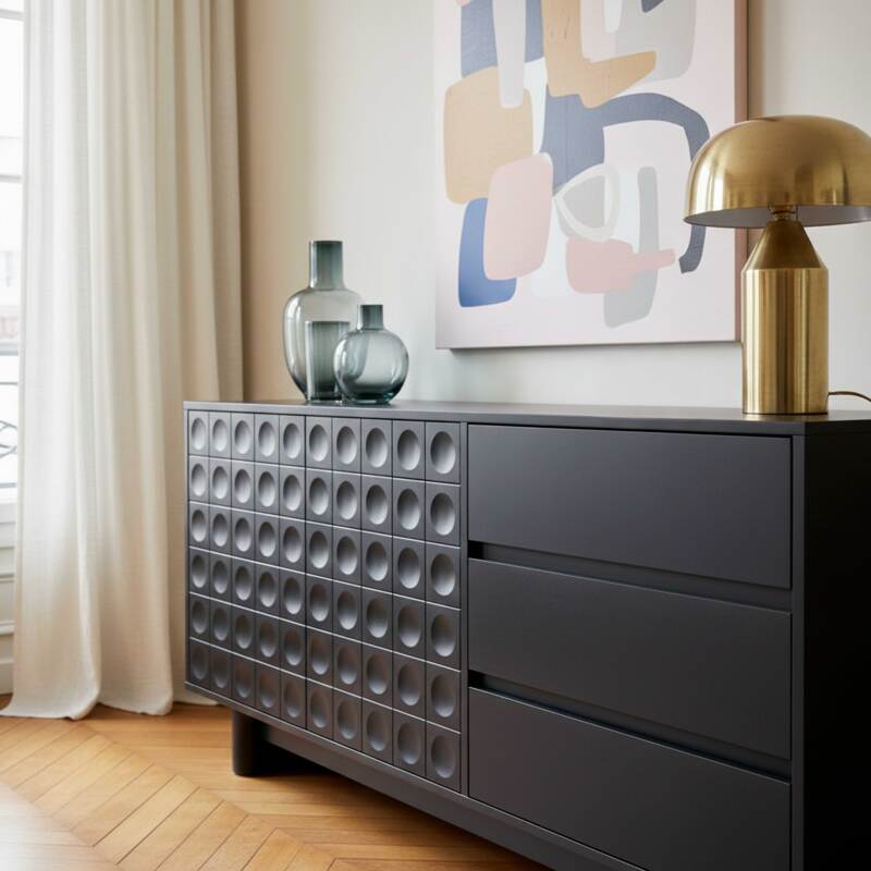 Buffet uni 2 portes 3 tiroirs 160 cm (2/7)