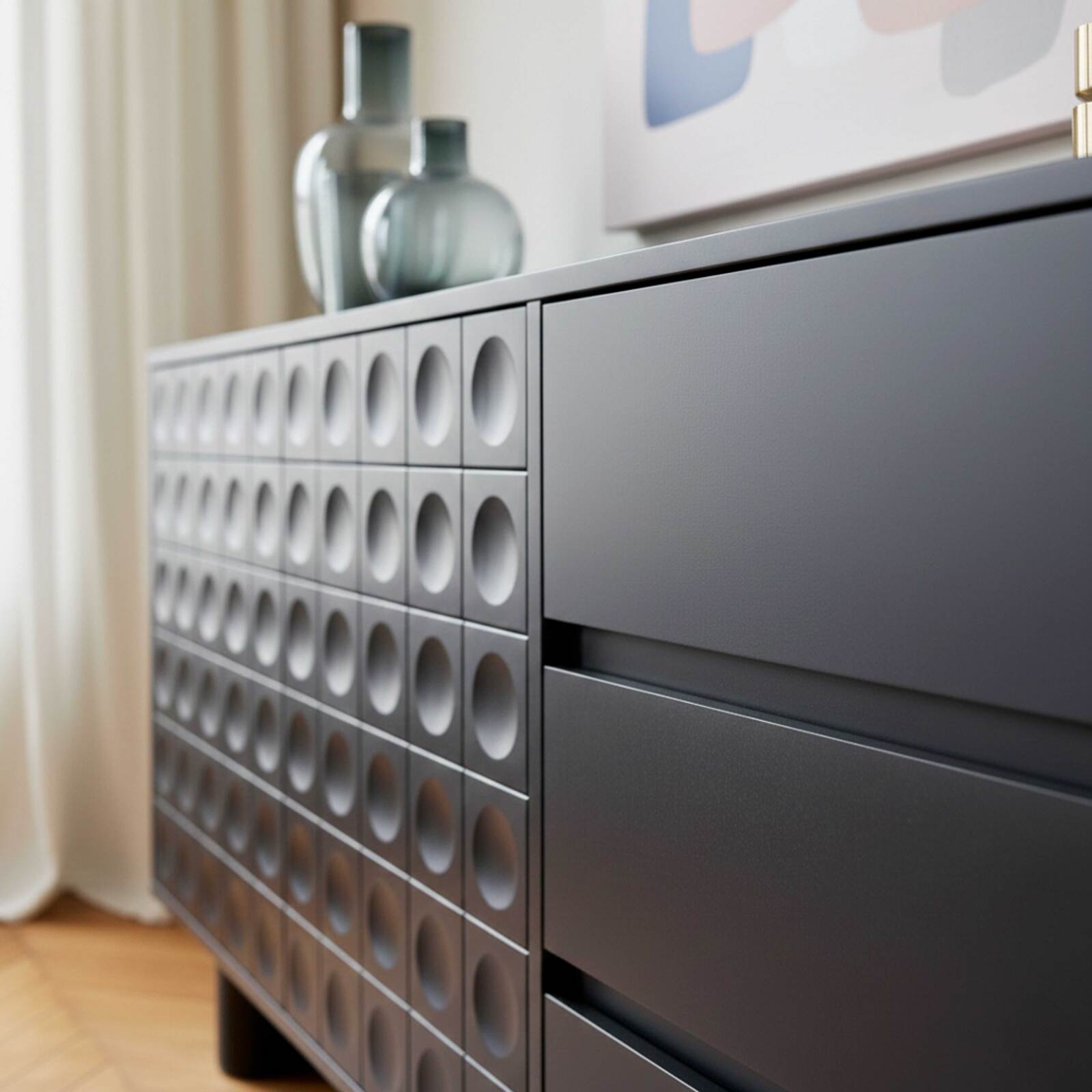 Buffet uni 2 portes 3 tiroirs 160 cm