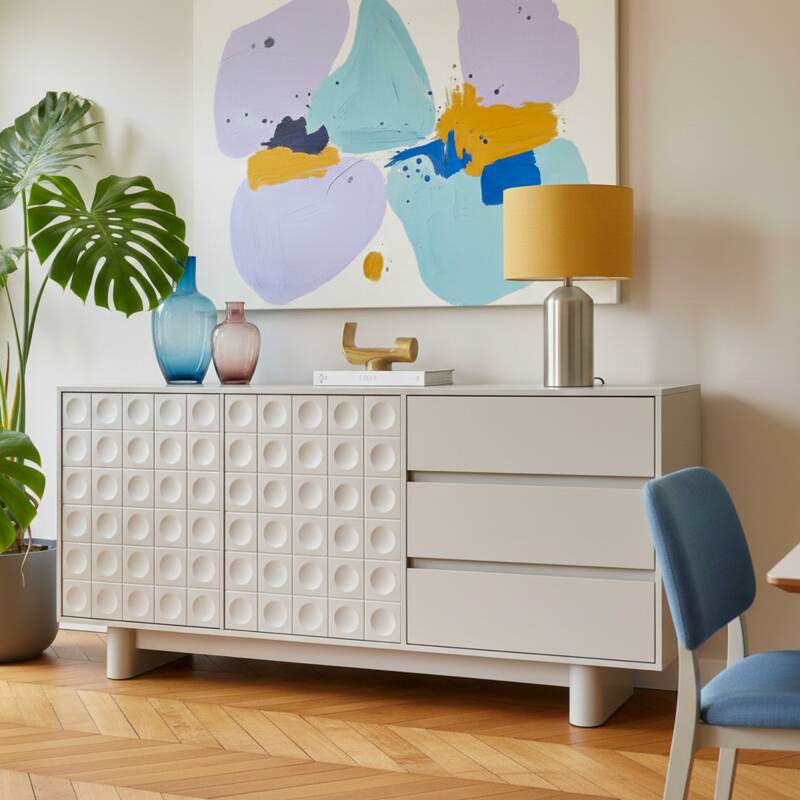 Buffet uni 2 portes 3 tiroirs 160 cm (2/7)