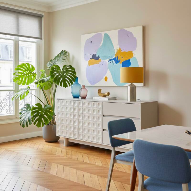 Buffet uni 2 portes 3 tiroirs 160 cm