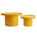 Tables basses gigognes effet laqué rondes Ø70 et Ø50 cm style rétro - Par 2