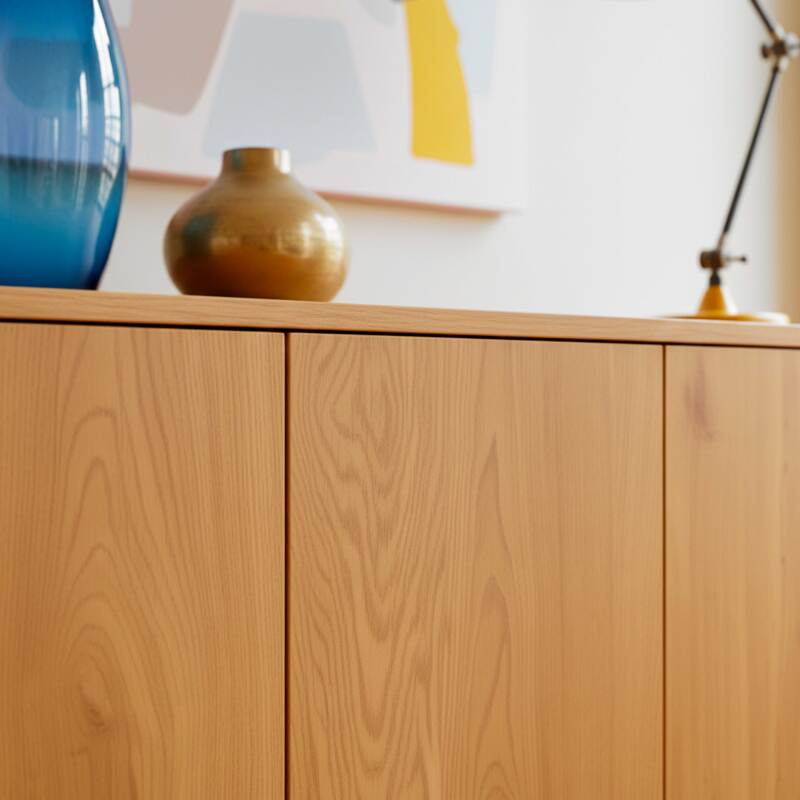 Buffet effet bois 3 portes 120 cm style scandinave (3/8)