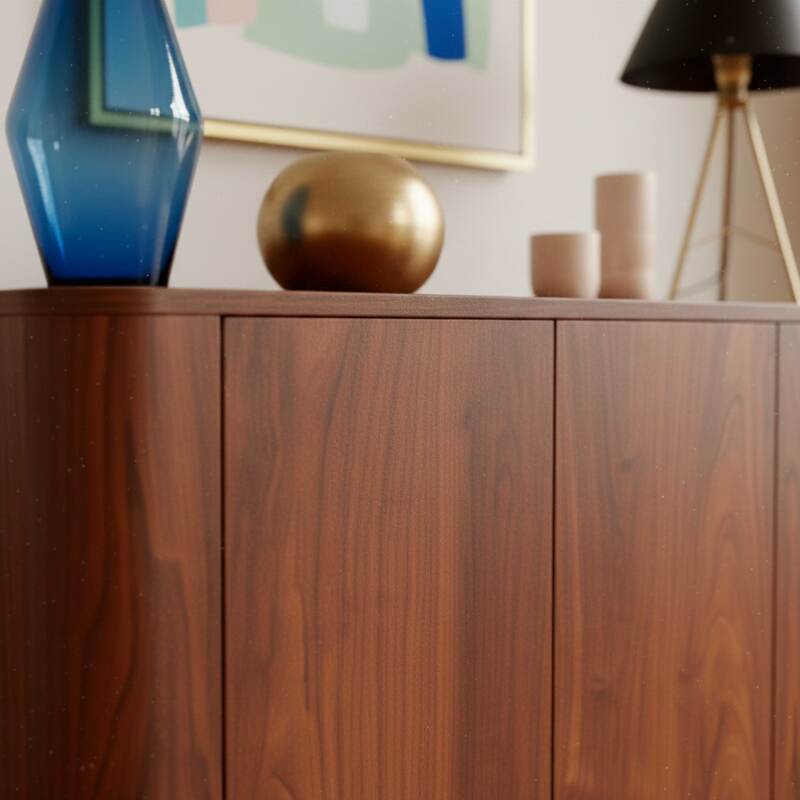 Buffet effet bois 3 portes 120 cm style scandinave (3/8)