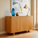 Buffet effet bois 3 portes 120 cm style scandinave