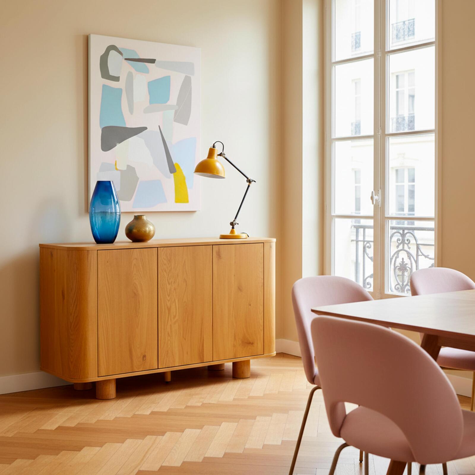 Buffet effet bois 3 portes 120 cm style scandinave