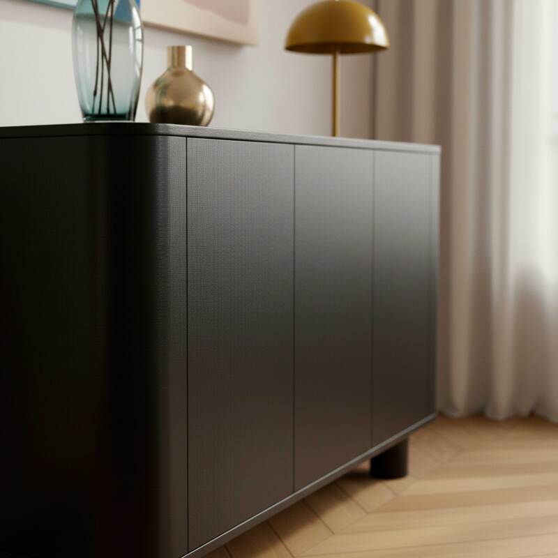 Buffet effet bois 3 portes 120 cm style scandinave (3/8)