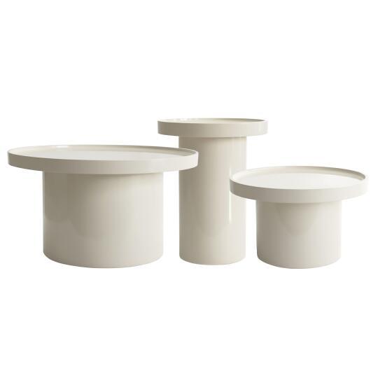 Tables basses gigognes effet laqué ronde Ø70, Ø50 et 40 cm style rétro - Par 3