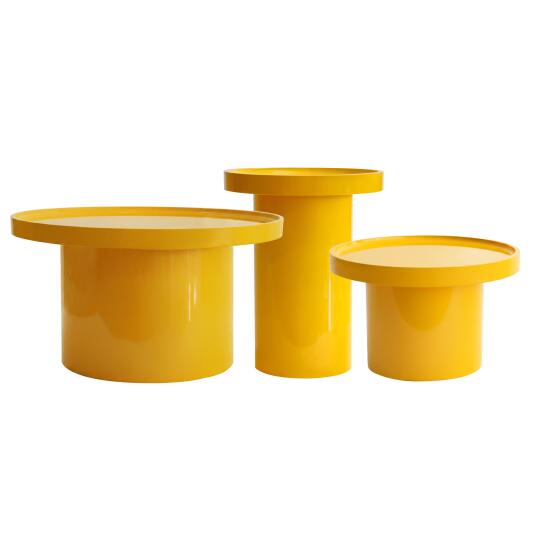 Tables basses gigognes effet laqué ronde Ø70, Ø50 et 40 cm style rétro - Par 3 | Oviala