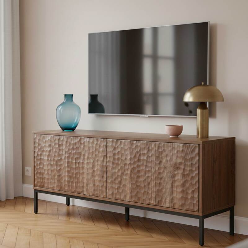 Meuble TV effet bois 120cm (2/8)