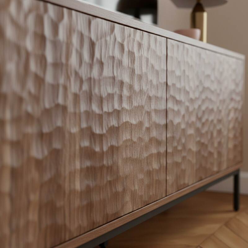 Meuble TV effet bois 120cm (3/8)