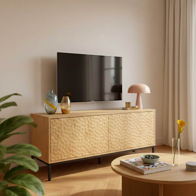 Meuble TV effet bois 120cm (2/8)