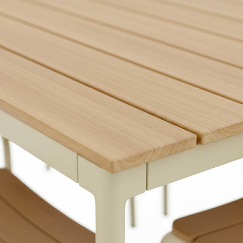 Table de jardin effet bois en métal et polywood 180x90 cm et 8 chaises (3/8)