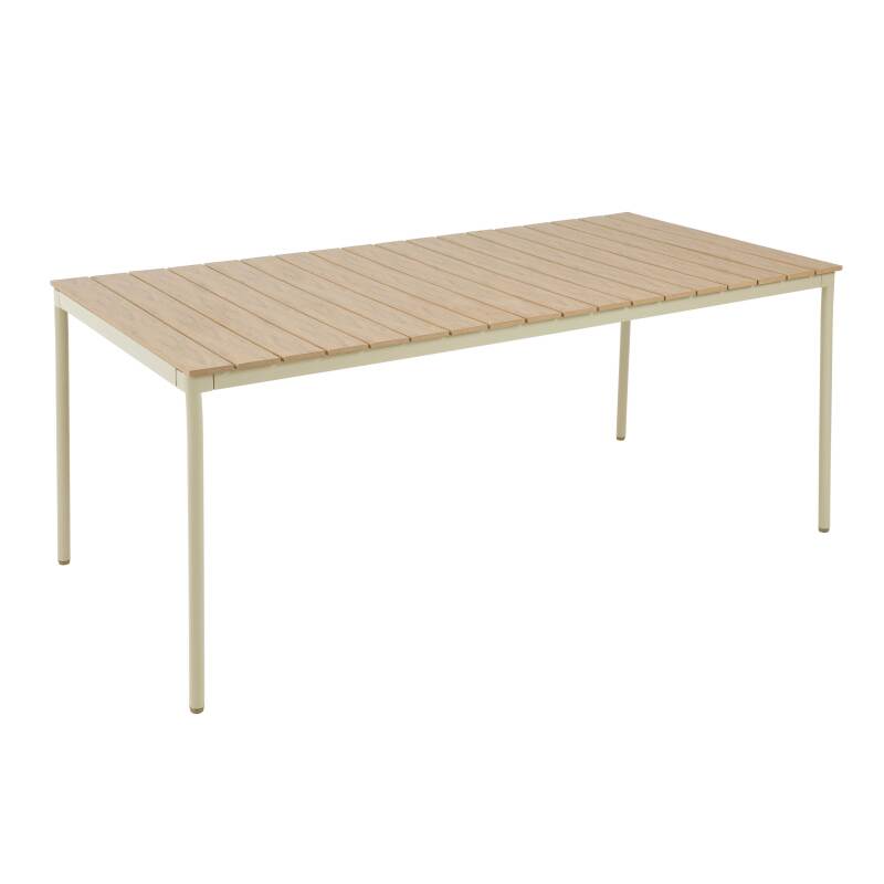 Table de jardin effet bois en métal et polywood 180x90 cm et 8 chaises (2/8)