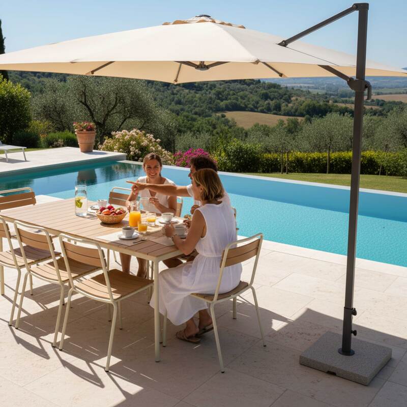 Table de jardin effet bois en métal et polywood 180x90 cm et 8 chaises (7/8)