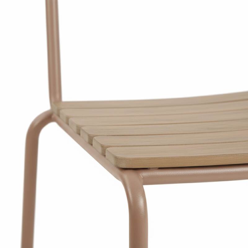 Table de jardin effet bois en métal et polywood 180x90 cm et 8 chaises (5/6)